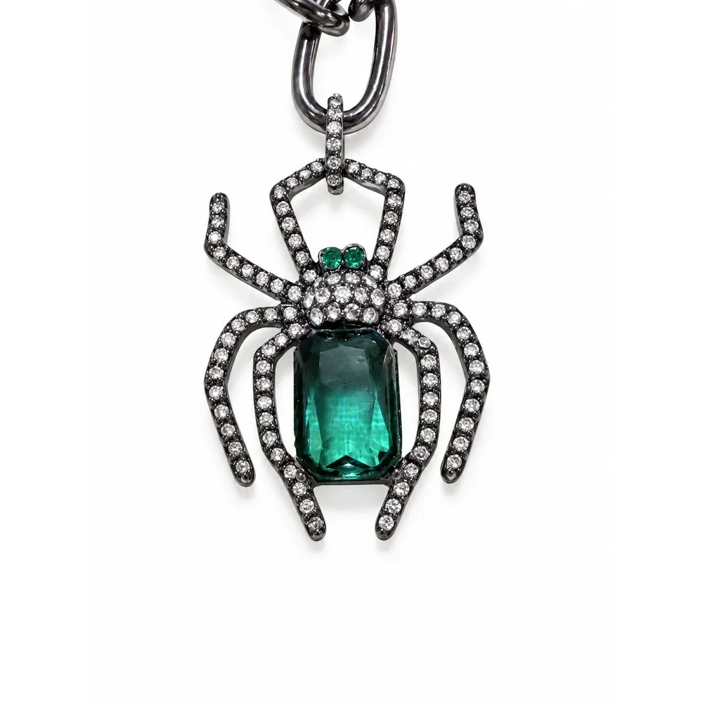 Betsey Johnson Rich Witch Spider Jewelry Set Gothic Green Purple Crystal